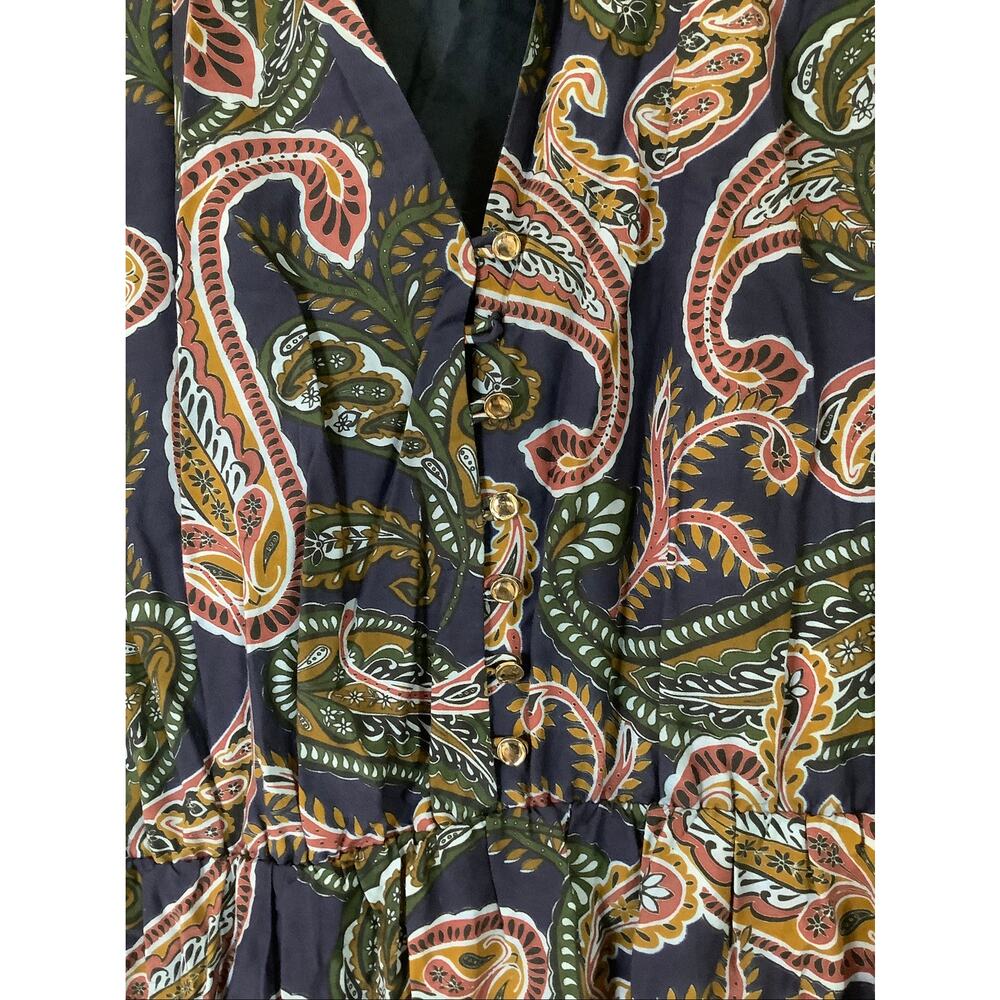 Nicholas Women's 14 Blue Amina Paisley Midi Dress Silk Blend Boho Chic S4-3 - Picture 4 of 10